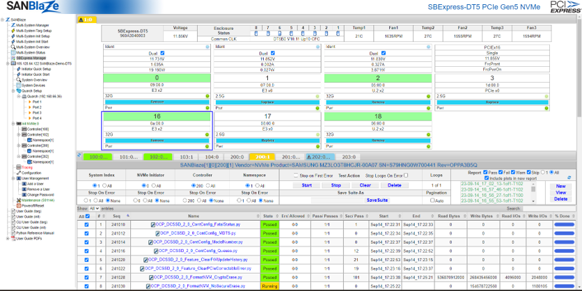 SANBlazeSBExpress-DT5PCIeGen5NVMeSSD驗證測試系統的軟體操作介面