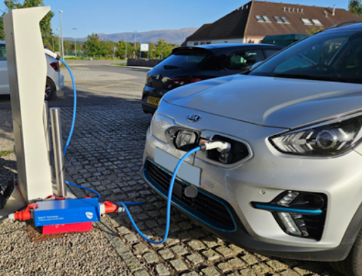 we used an EV  and plugged the AC PAM in series with the charging cable