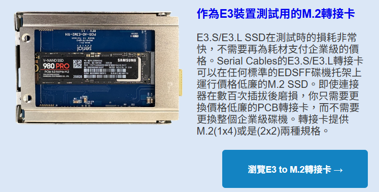 作為E3裝置測試用的M2轉接卡